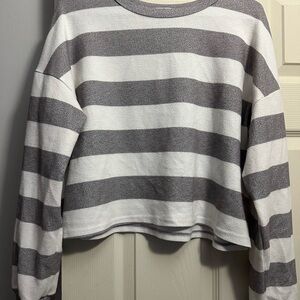 Striped Gray and White Crop Top